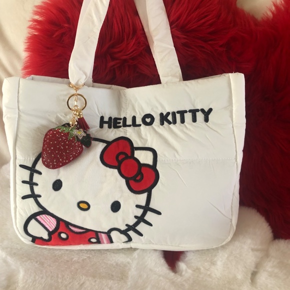 SALE New with tag Hello Kitty Quilted shoulder bag with bling strawberry charm - Picture 2 of 5
